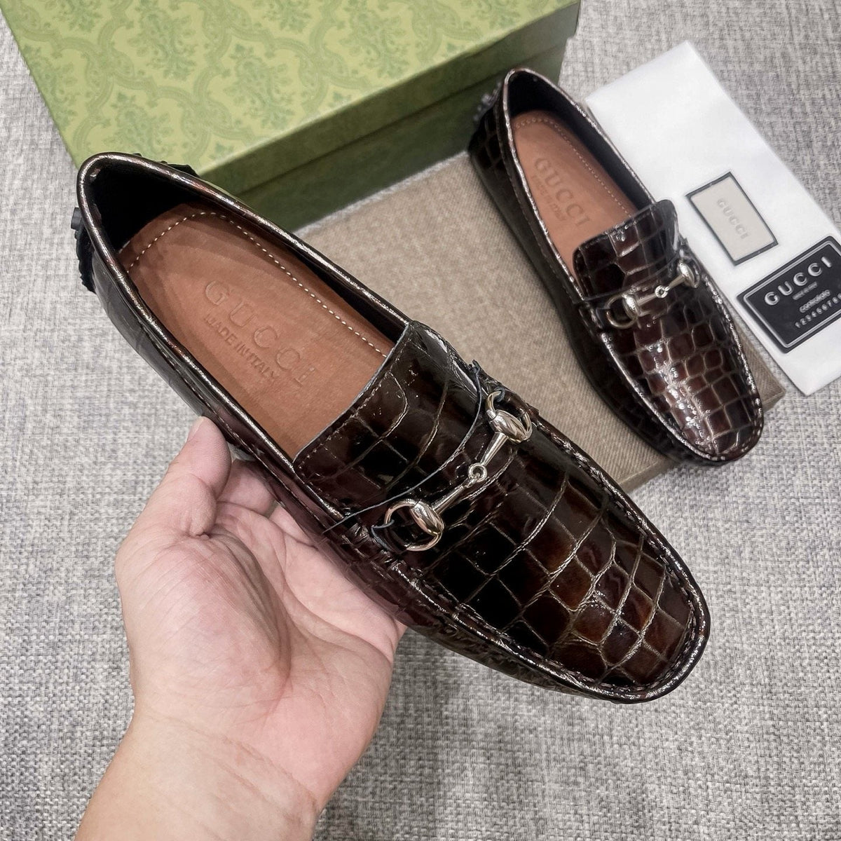 Gucci Dark Brown Horsebit Loafers
