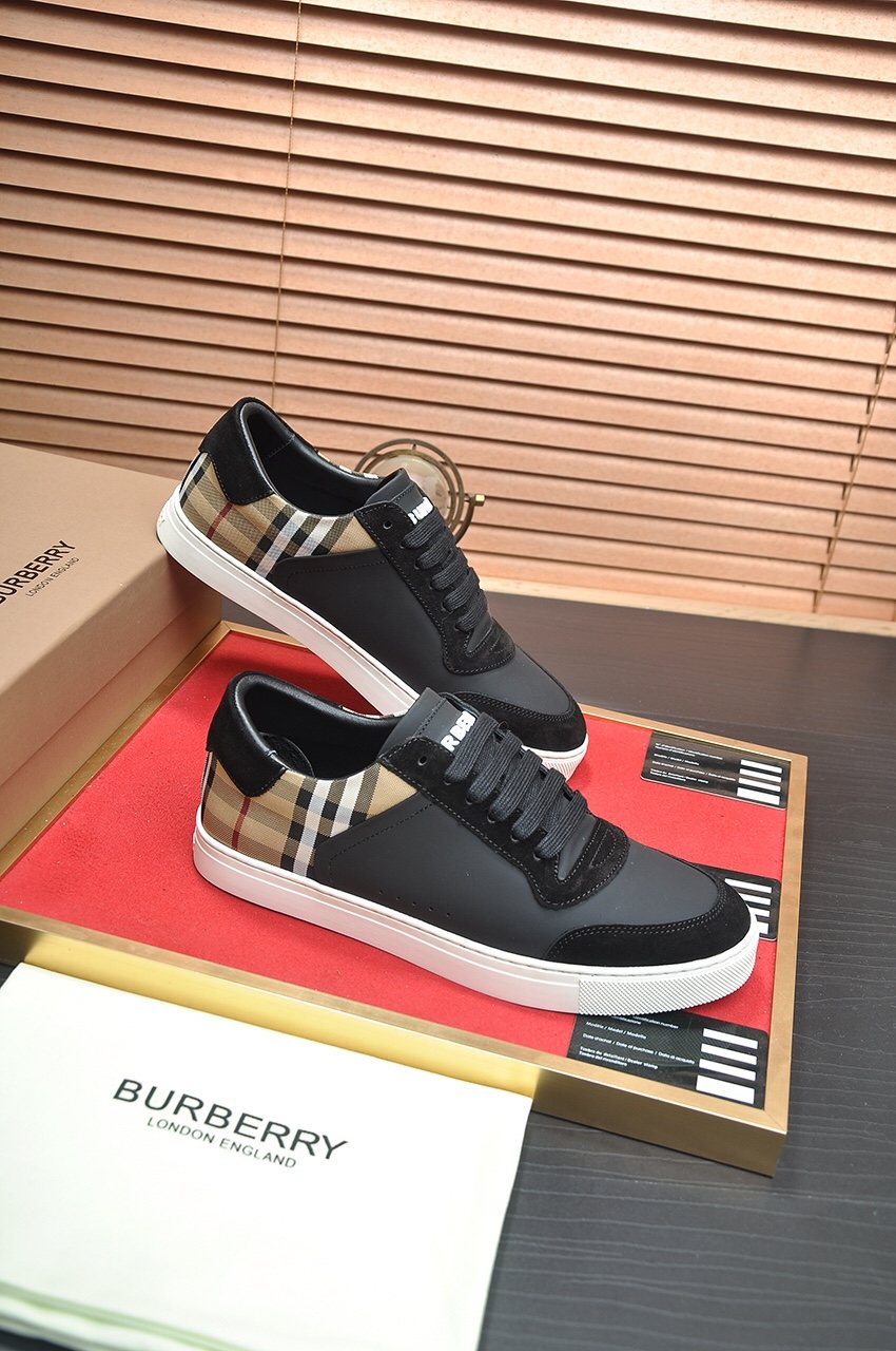 Burberry Check Heel Low-Top Sneakers - Leather Lining