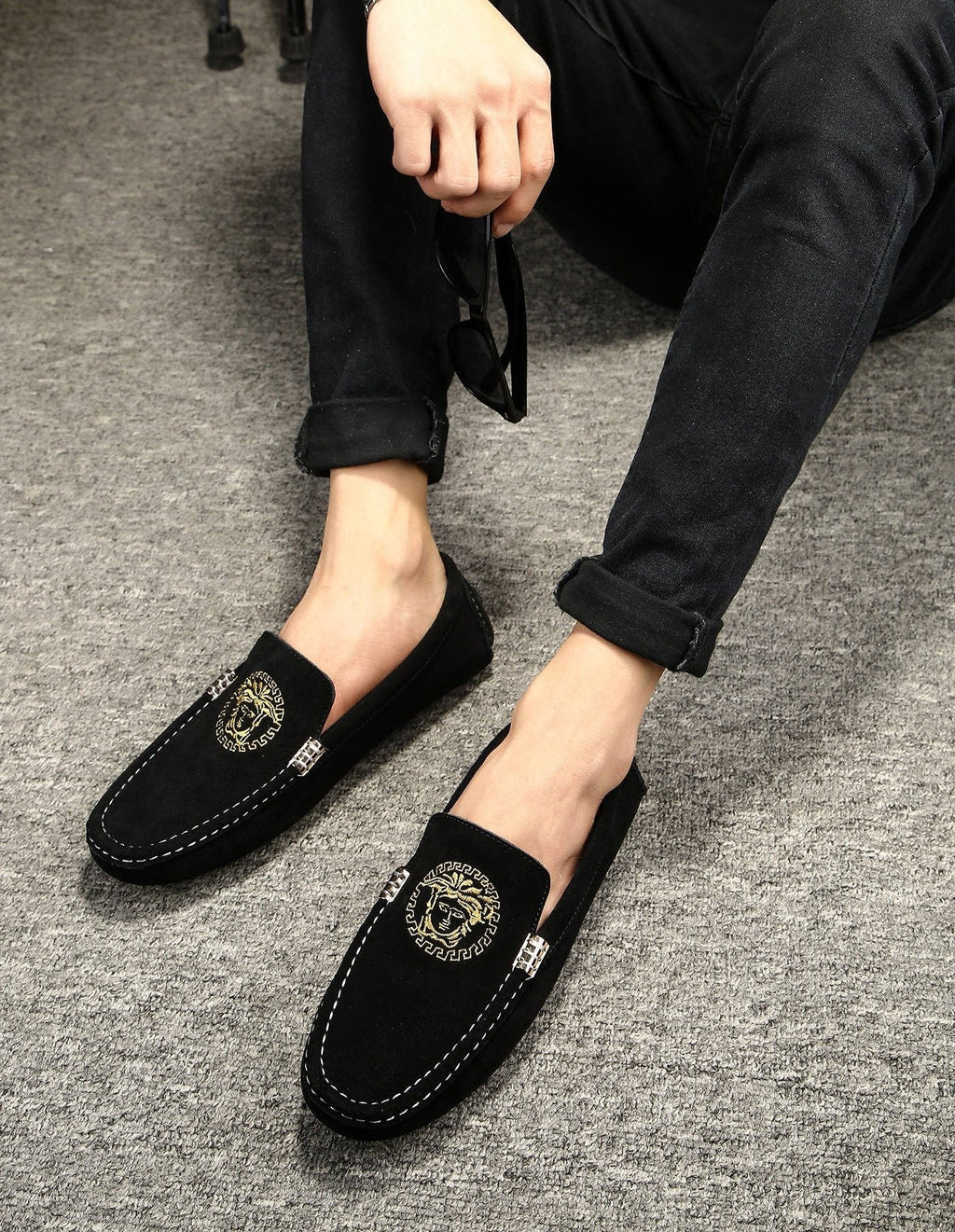 Versace Black Gold Emblem Loafers