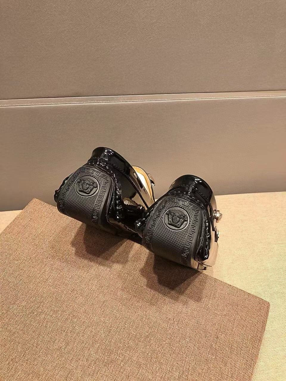 Versace Men's Black Patent Leather Medusa-Style Loafers