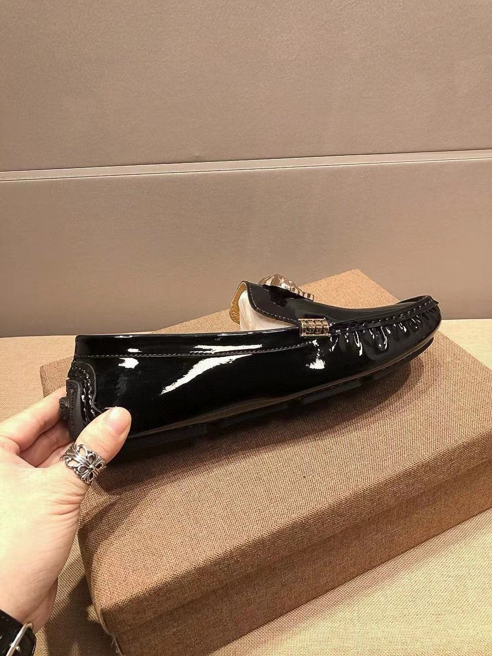 Versace Men's Black Patent Leather Medusa-Style Loafers