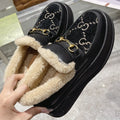 Gucci Patterned Plush-Lined Slip-On Shoes