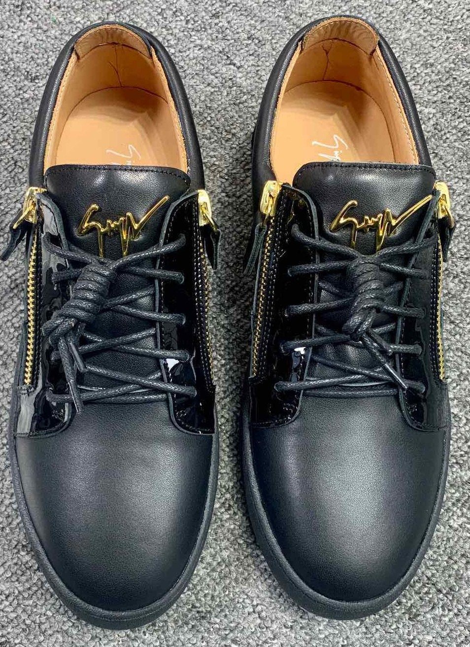 Giuseppe Zanotti Black Gold-Zip Low-Top Sneakers