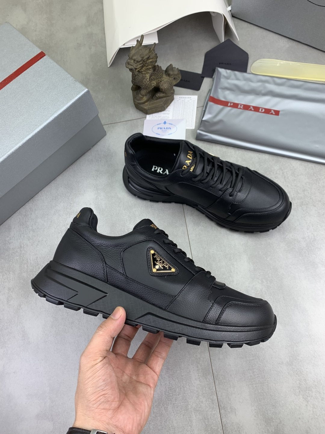 Prada Black Lug Sole Sneakers