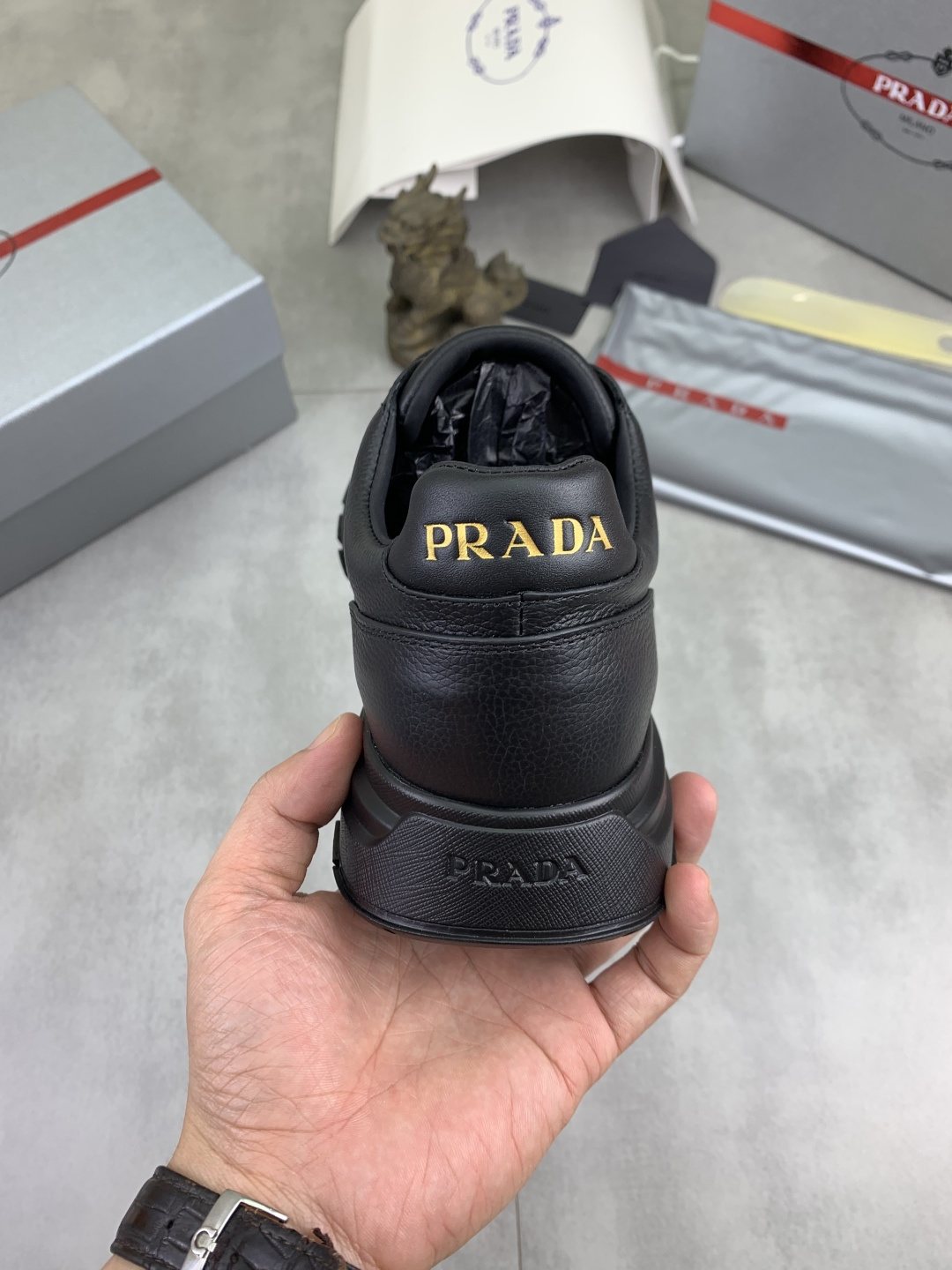 Prada Black Lug Sole Sneakers