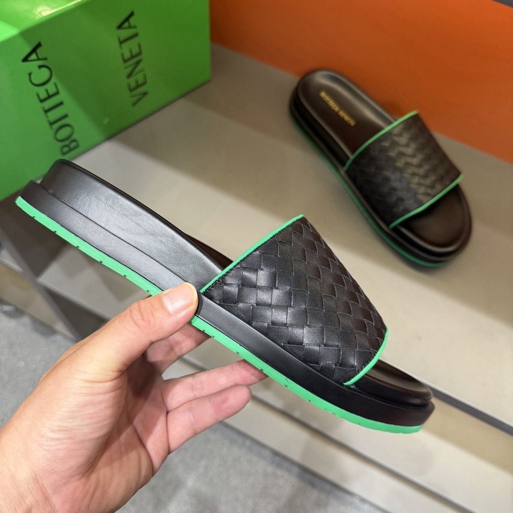 Bottega Veneta Men's Woven Strap Slide Sandals