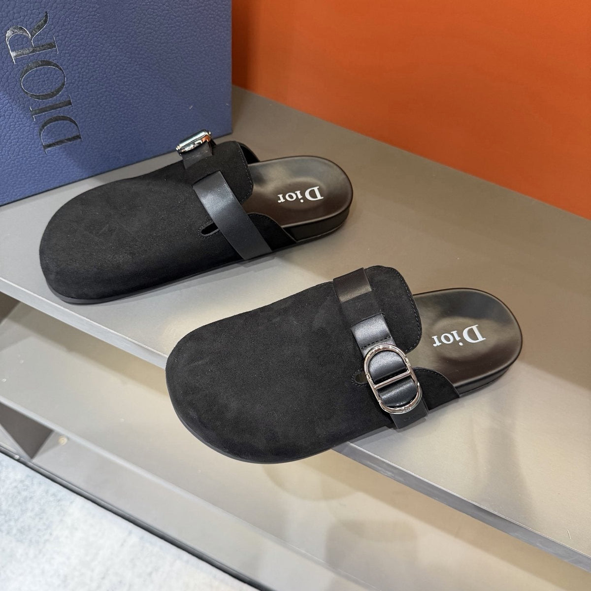 Dior Buckle-Strap Mule Sandals