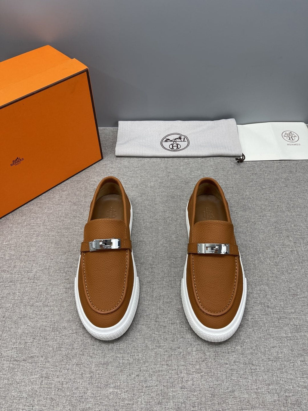 Hermès Textured Bar Loafers