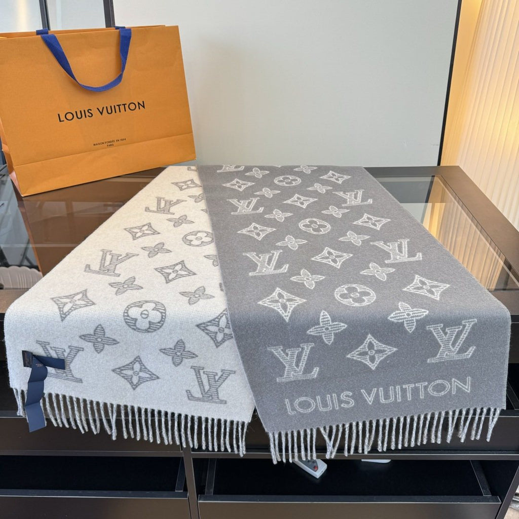 Louis Vuitton Reversible Fringed Scarf