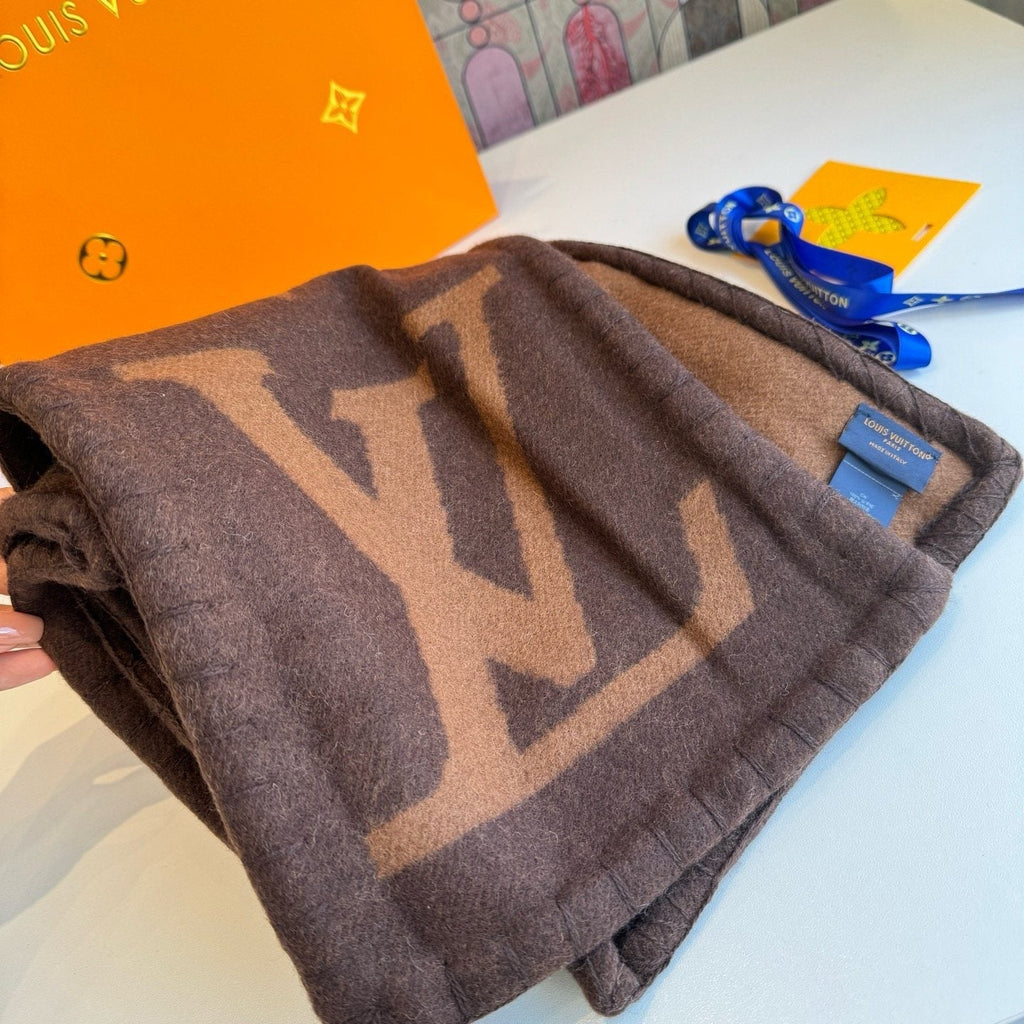 Louis Vuitton Brown and Tan Motif Scarf