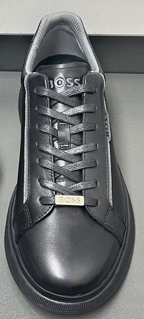 BOSS Men's Black Low-Top Sneakers - Black Finish With Tonal Sole