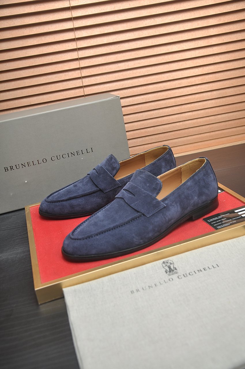 Brunello Cucinelli Men's Suede-Look Penny Loafers