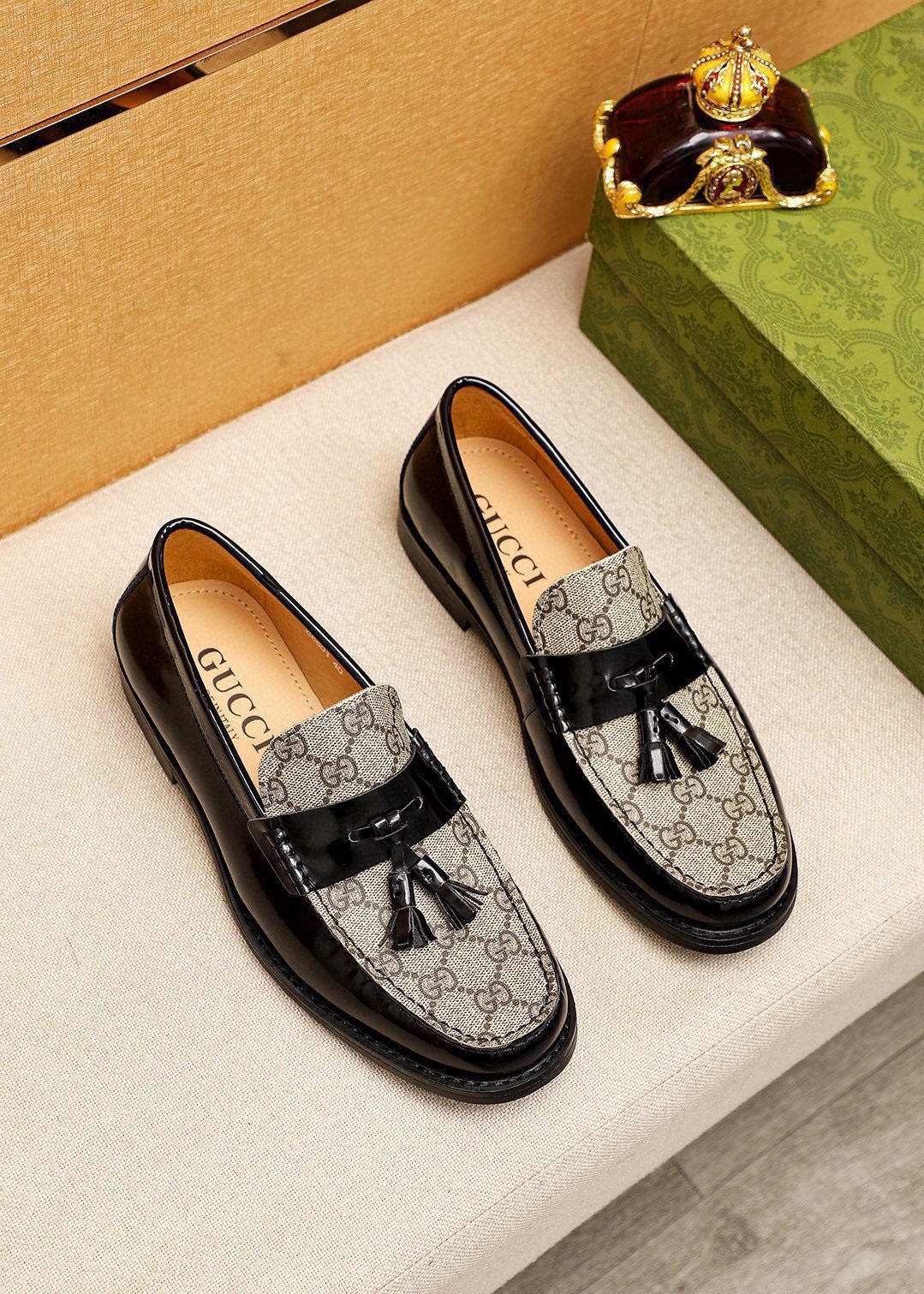 Gucci Tassel Monogram Loafers