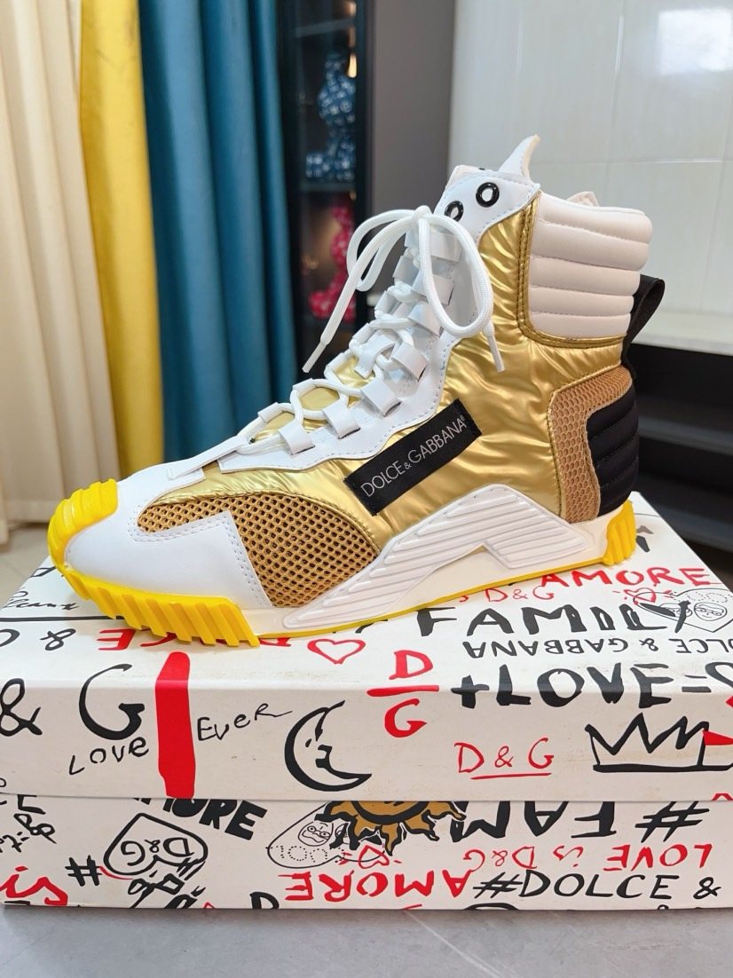 Dolce & Gabbana Metallic Gold High-Top Sneakers