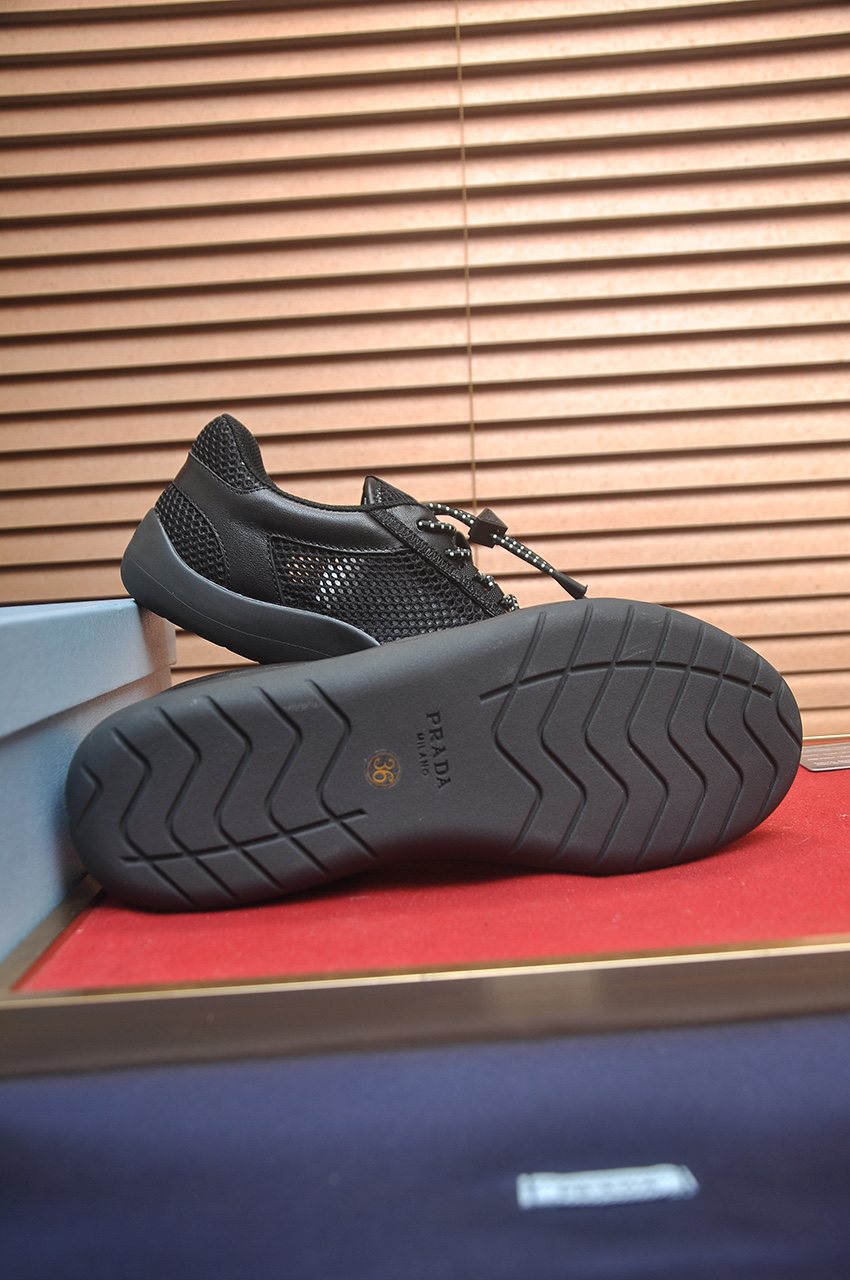 Prada Mesh Panel Low-Top Sneakers - Padded Collar