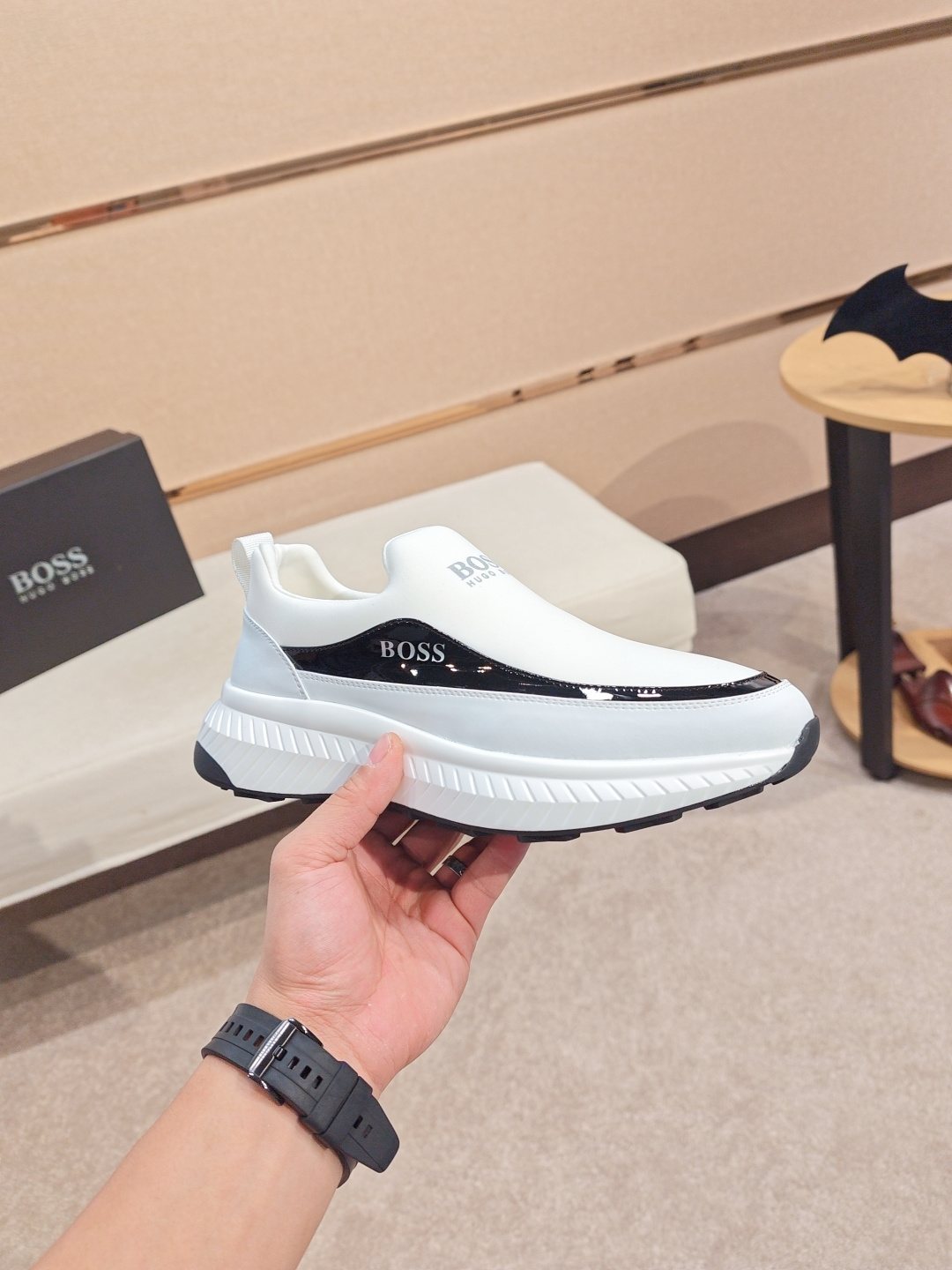 BOSS Contrast-Panel Slip-On Sneakers