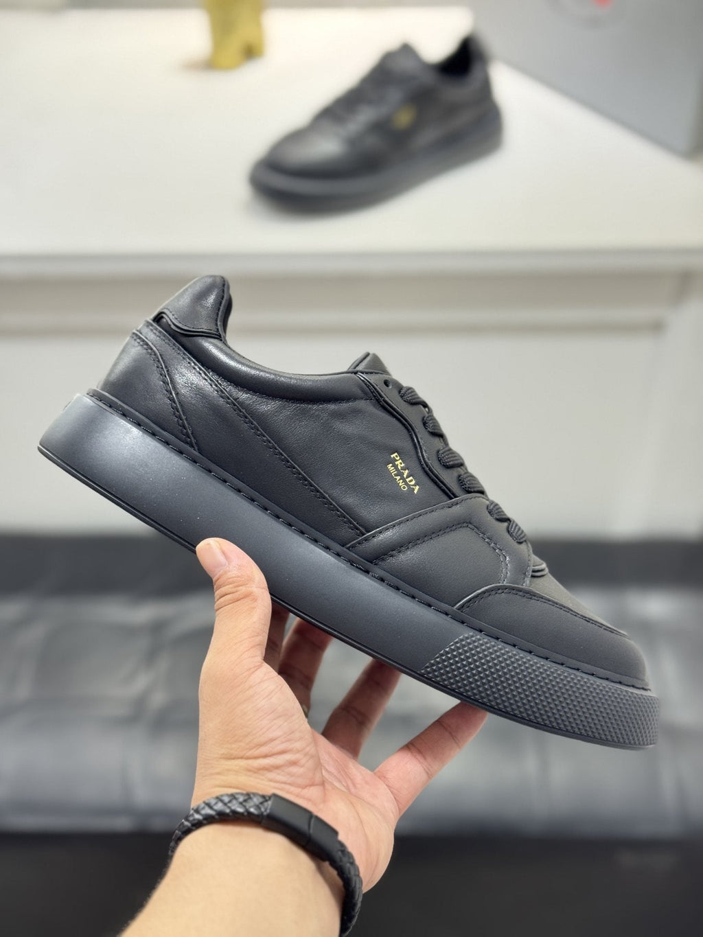 Prada Men's Paneled Lace-Up Sneakers