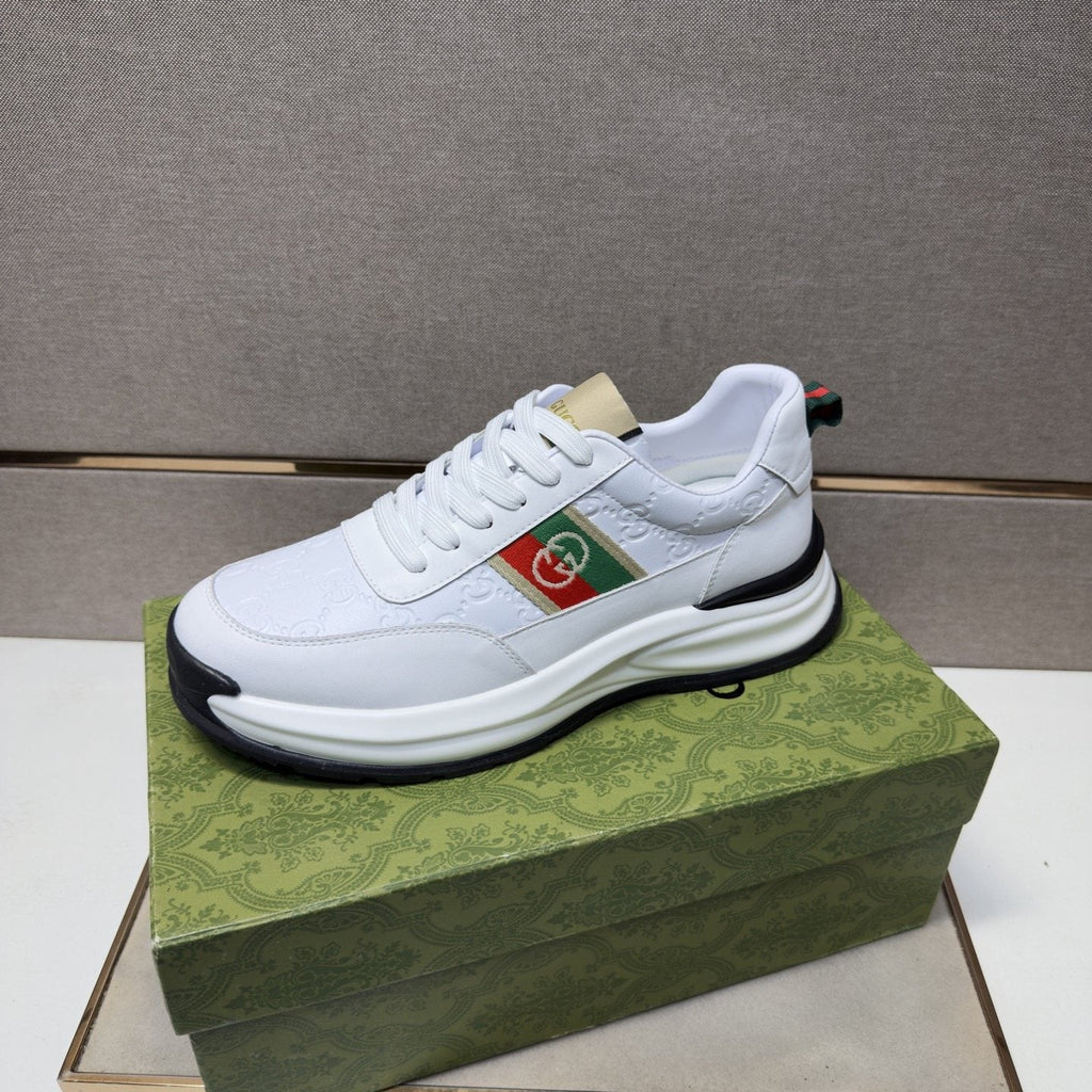 Gucci Men's Stripe Low-Top Sneakers - Layered Upper With Gold-Tone Side Emblem