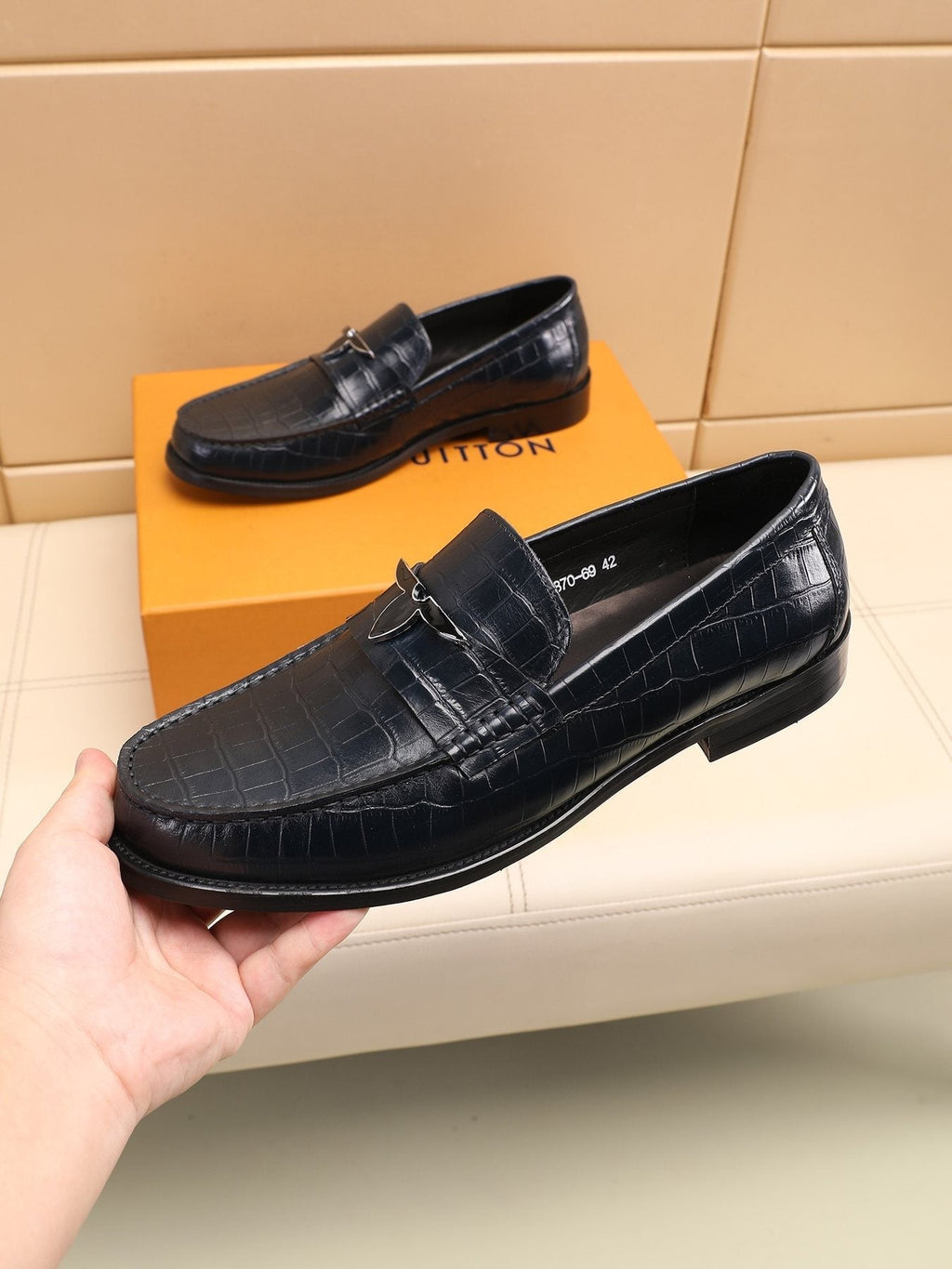 Louis Vuitton Embossed Strap Loafers