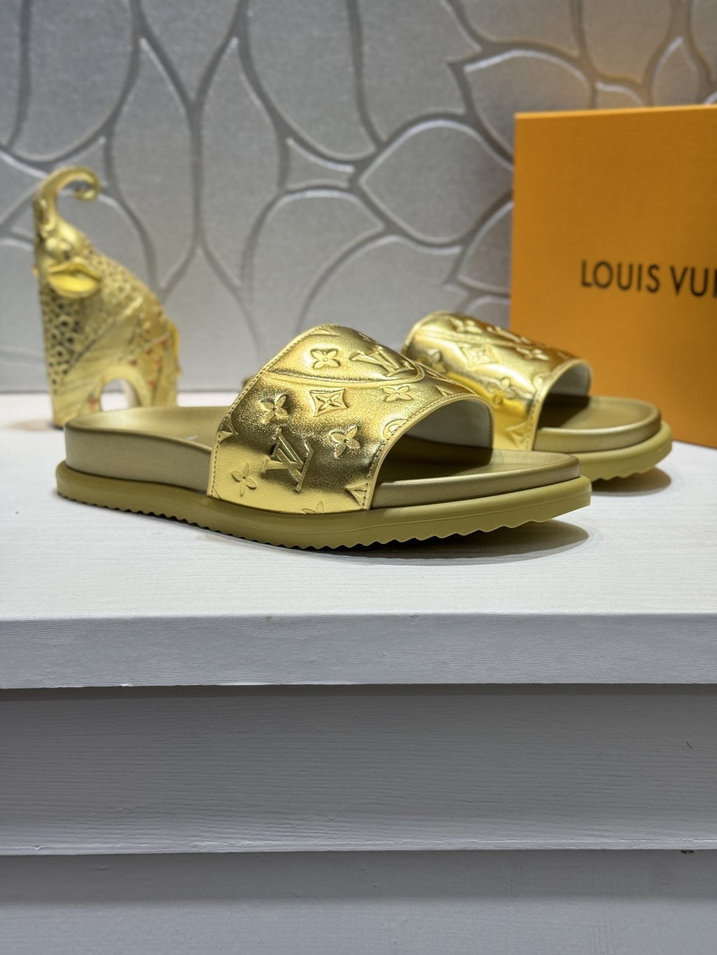 Louis Vuitton Embossed Slide Sandals
