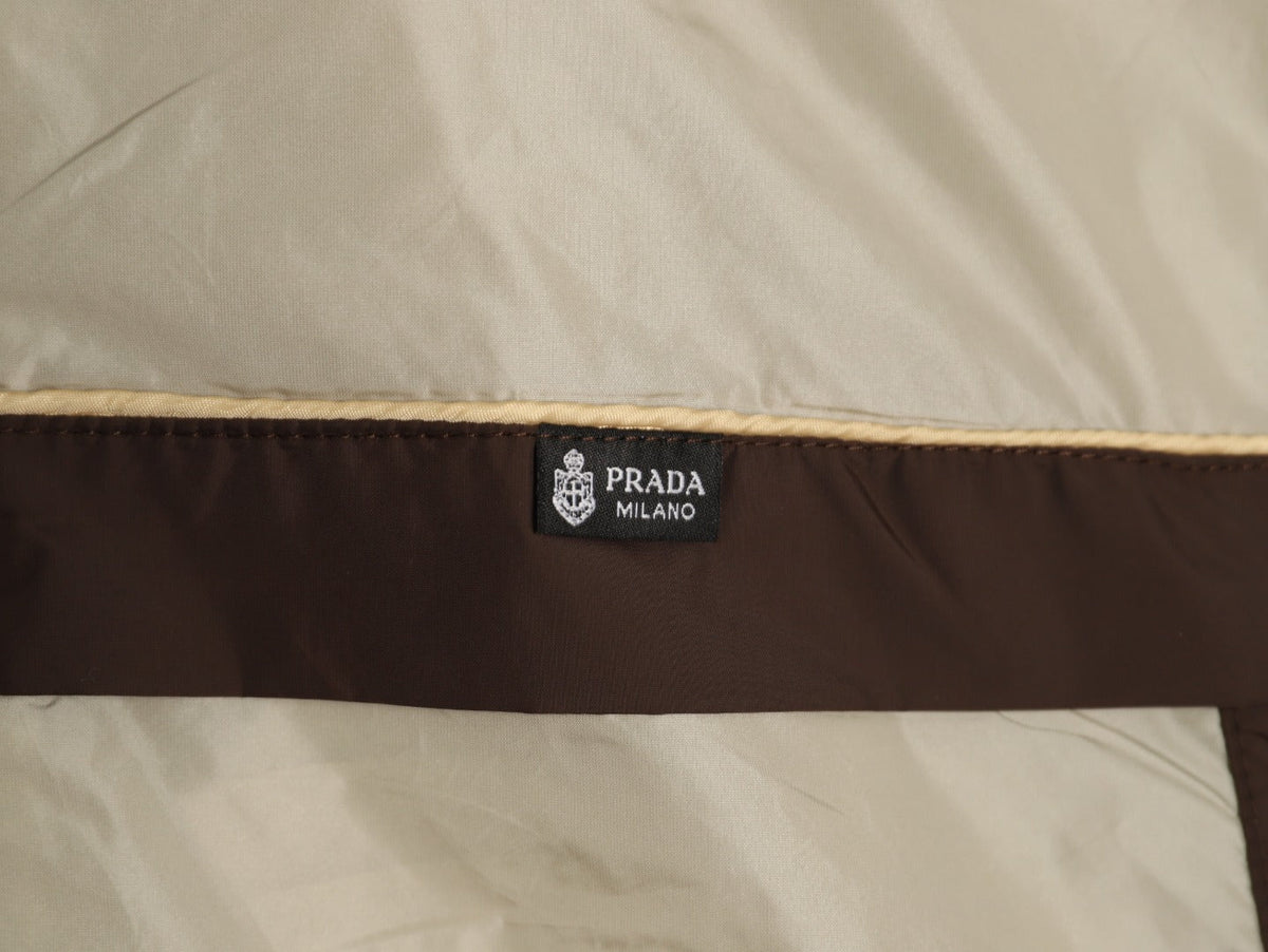 Prada Logo-Detail Colorblock Zip Jacket - Beige and Brown