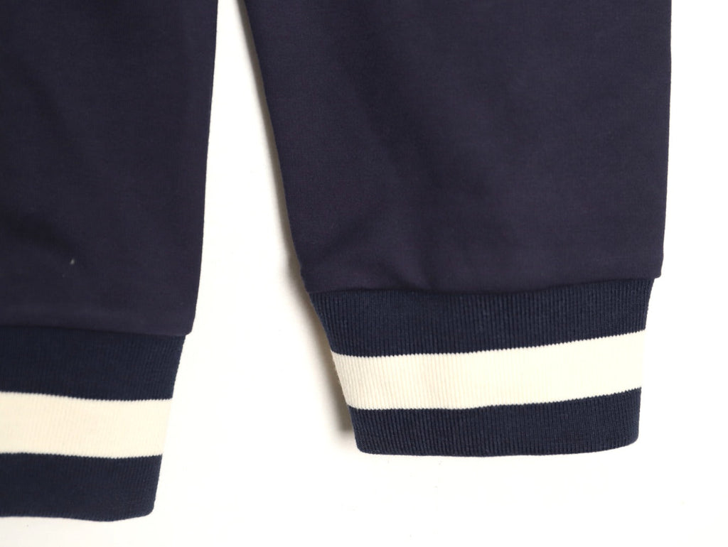 Gucci Chest-Logo Contrast-Stripe Hooded Zip Jacket - Navy