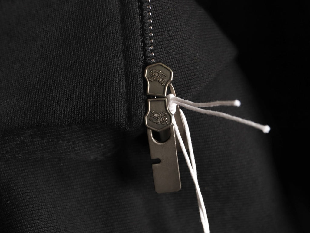 Burberry Oval Equestrian Back-Graphic Zip Hoodie - Black