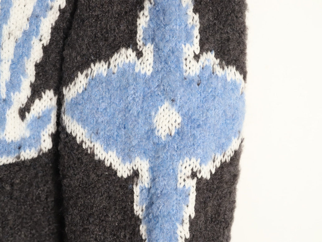 Louis Vuitton LV and Floral-Motif Textured Crewneck Sweater - Charcoal