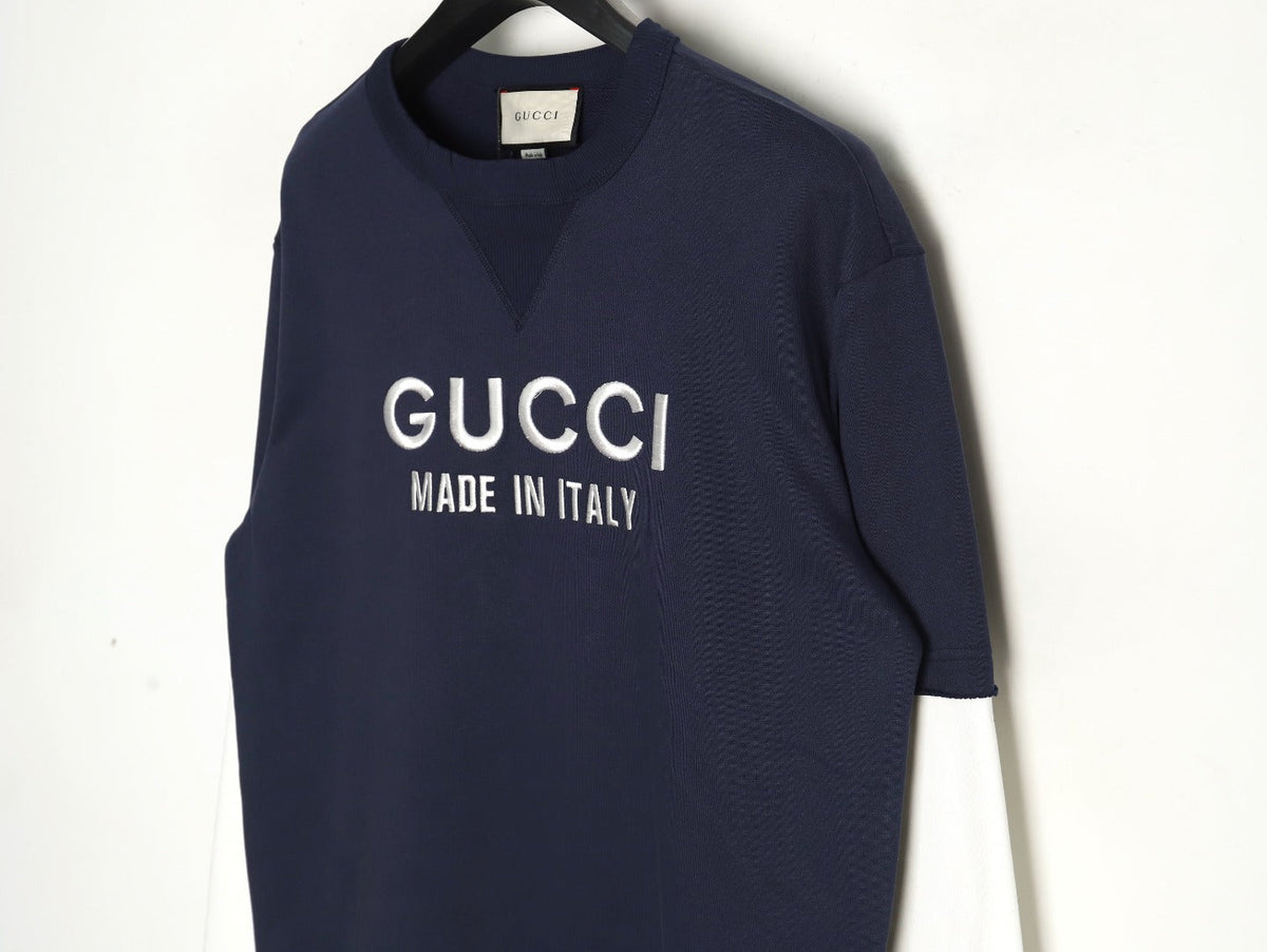 Gucci Lettering Layered-Look Crewneck Sweatshirt - Navy